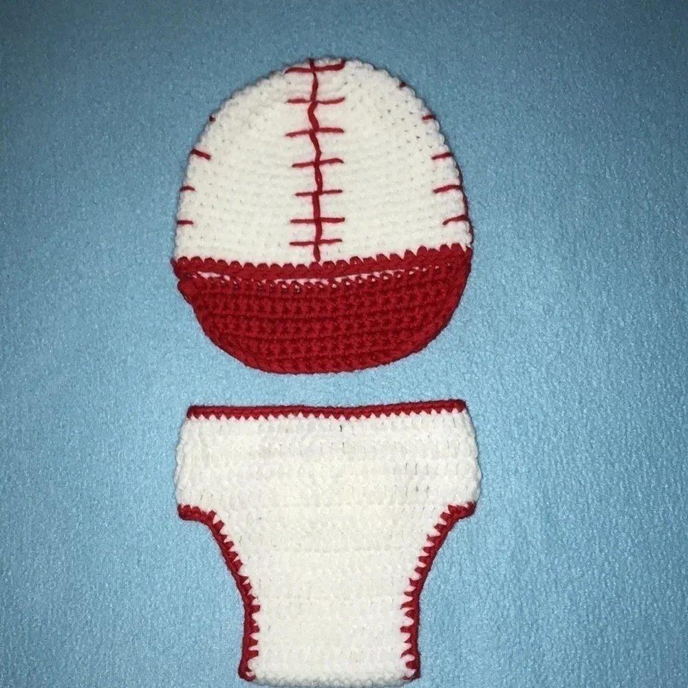 CROCHETED baseball hat and matching bottoms